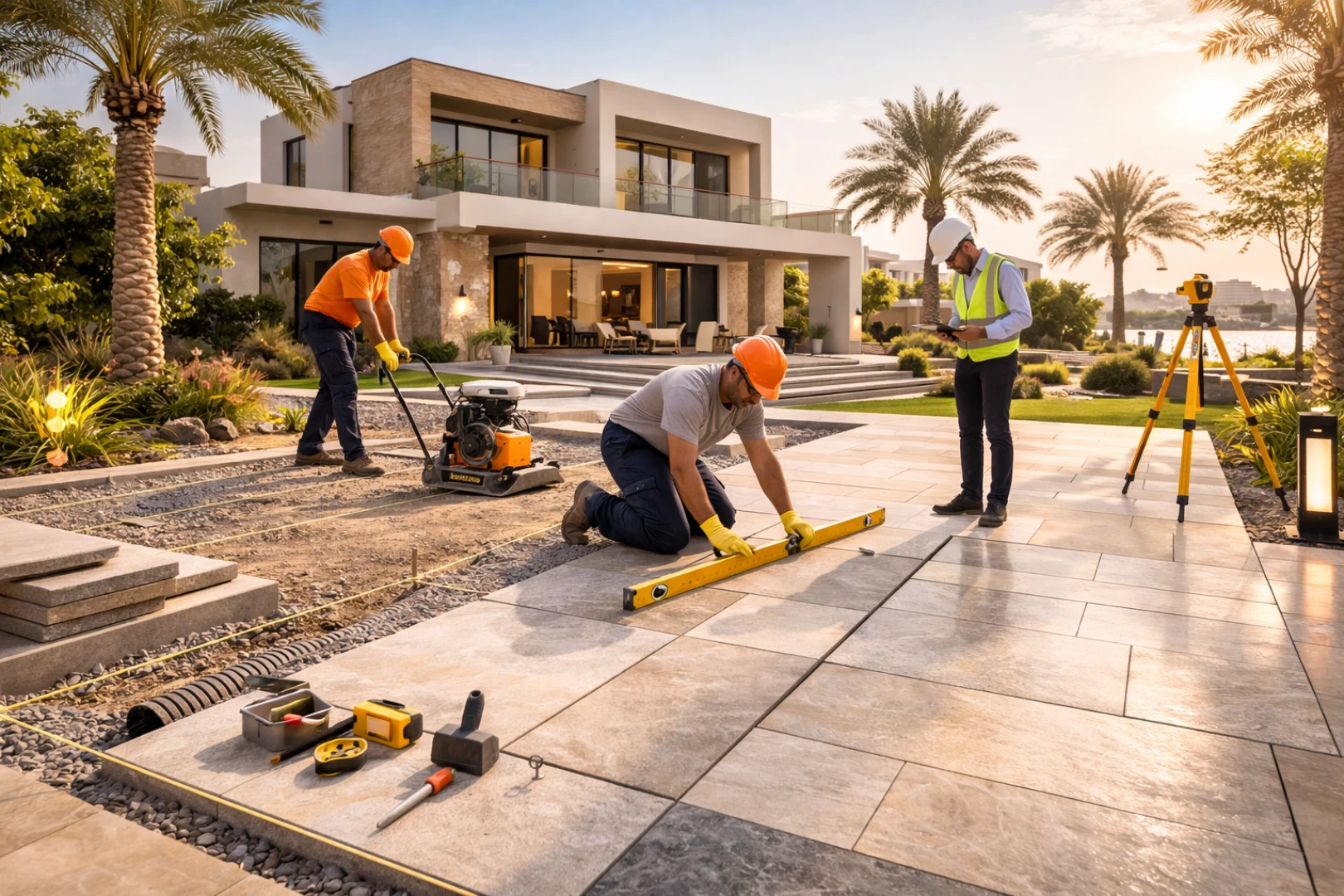 Hardscape installation quality control Dubai